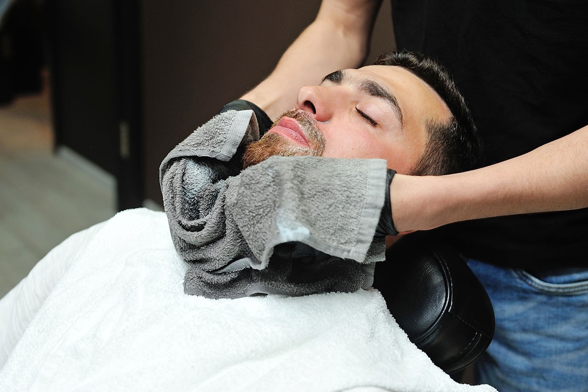 Hot towel shave at Rako Barber Shop